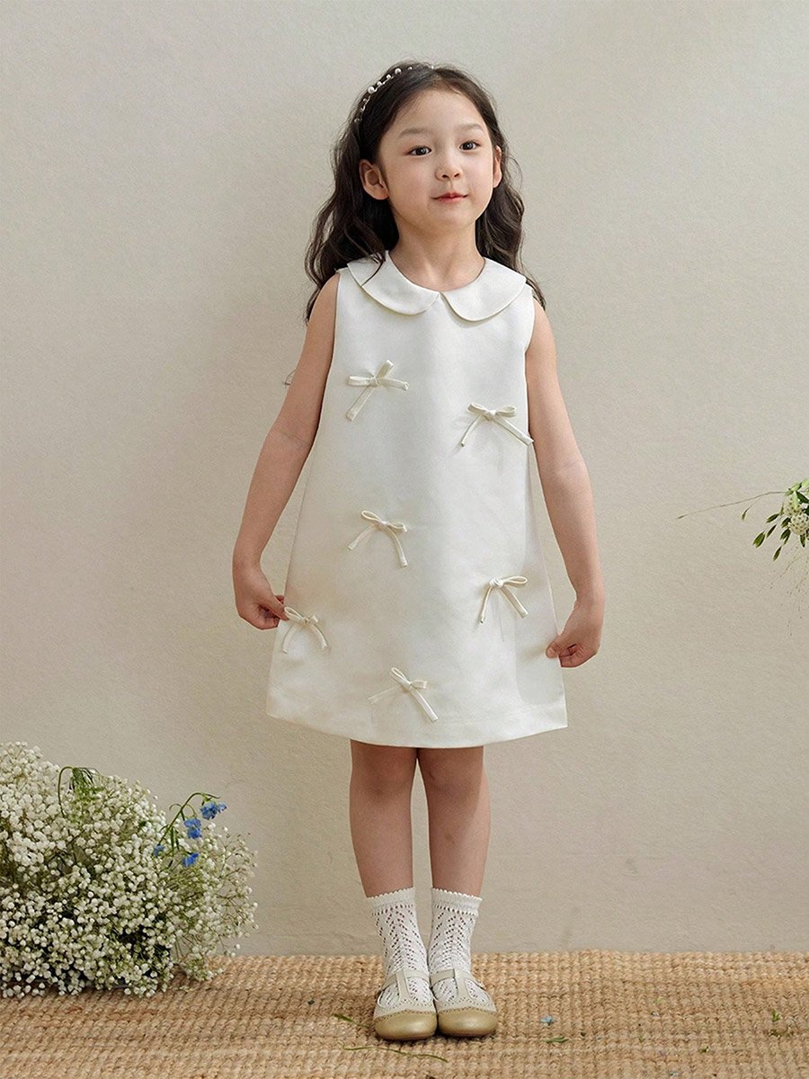 Girls Bow Detail Sleeveless Dress