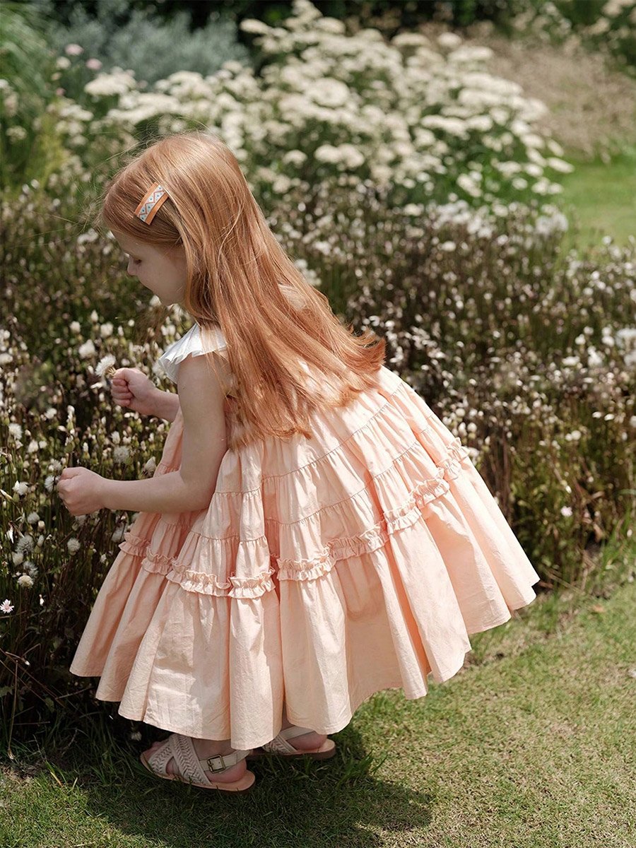 Girls Contrast Trim Sleeveless Tiered Dress