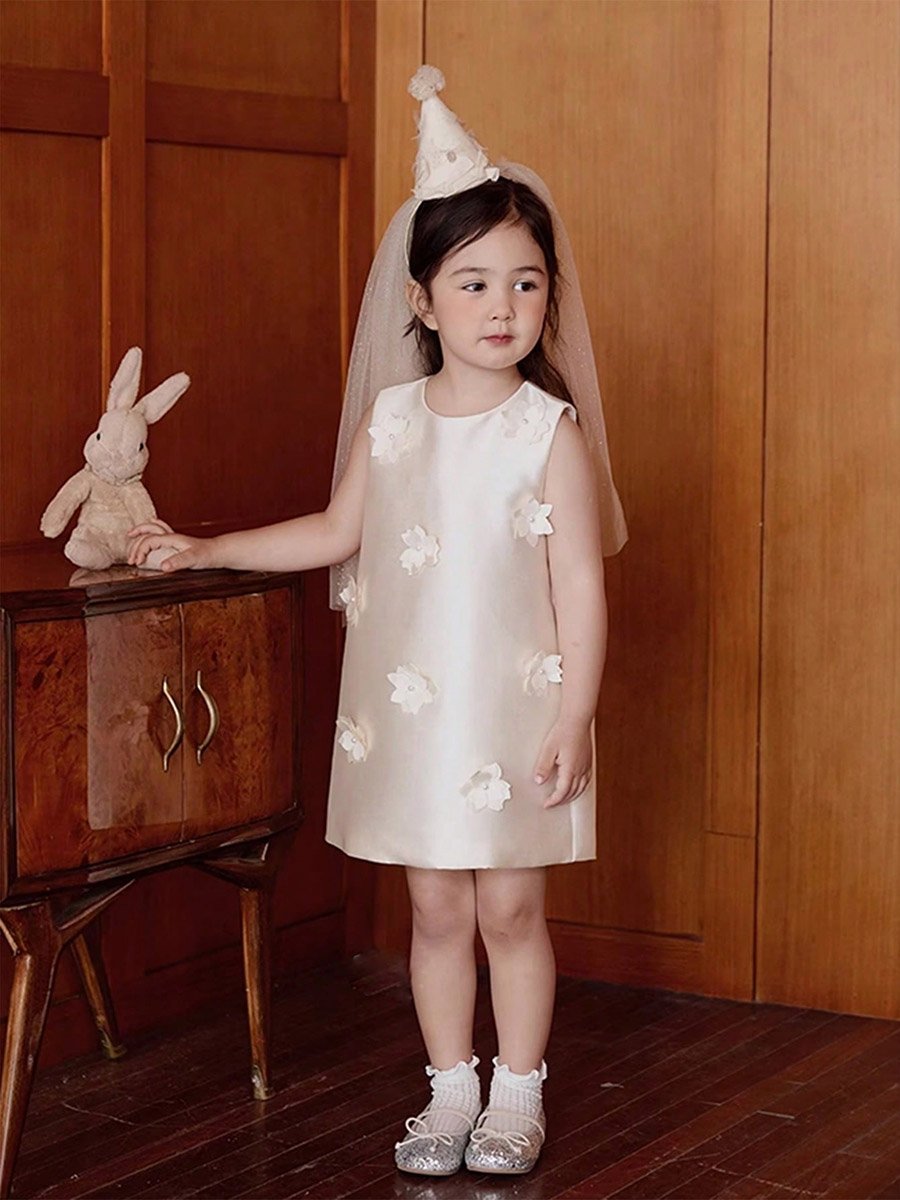 Girls Flower Detail Sleeveless Dress