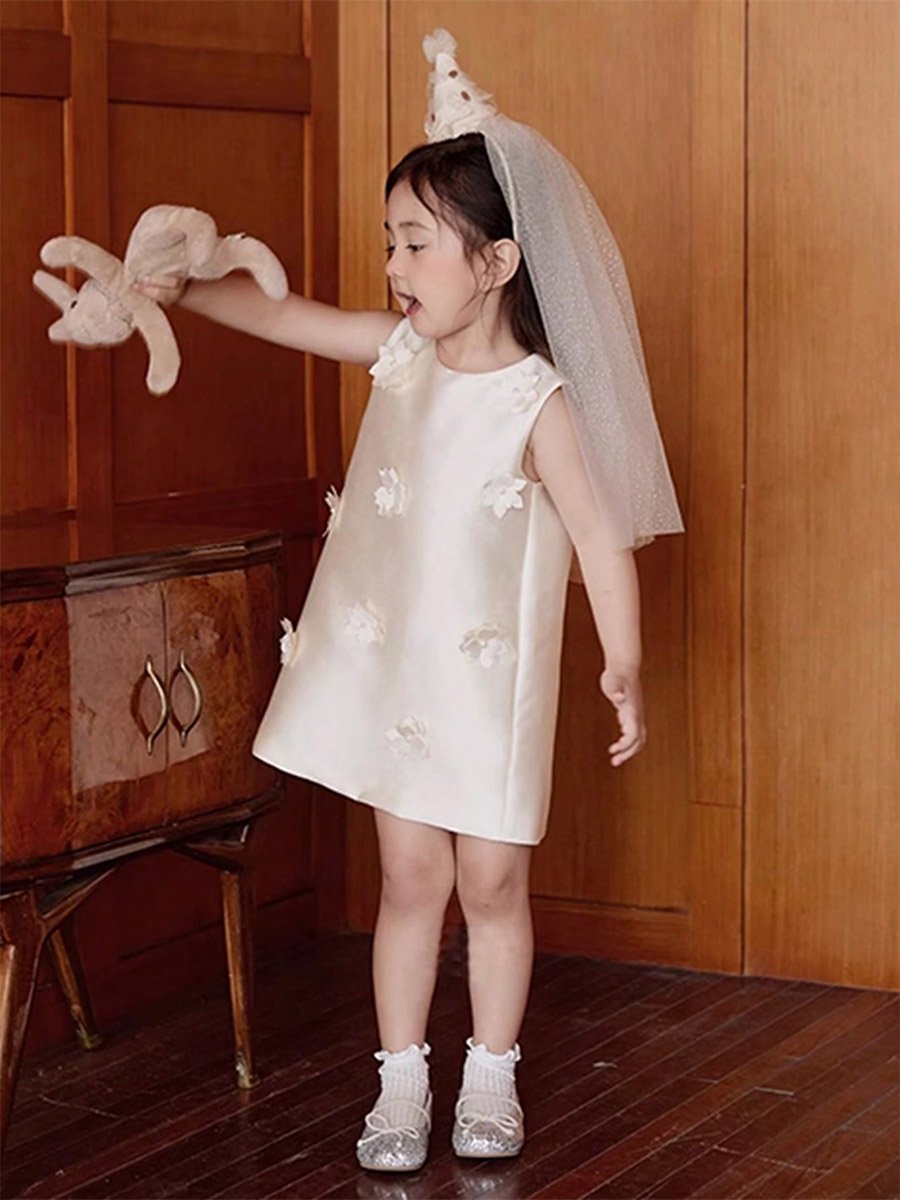 Girls Flower Detail Sleeveless Dress