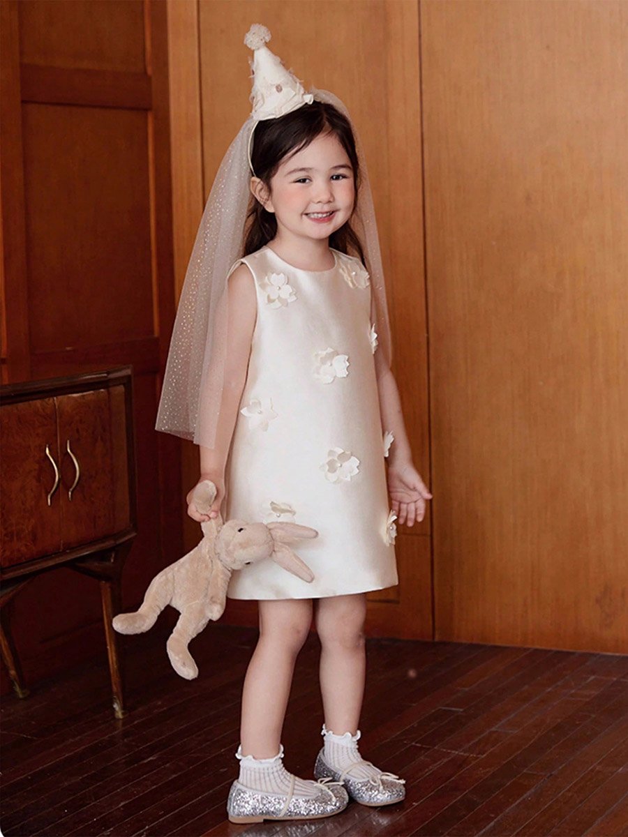 Girls Flower Detail Sleeveless Dress