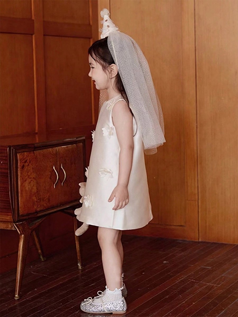 Girls Flower Detail Sleeveless Dress