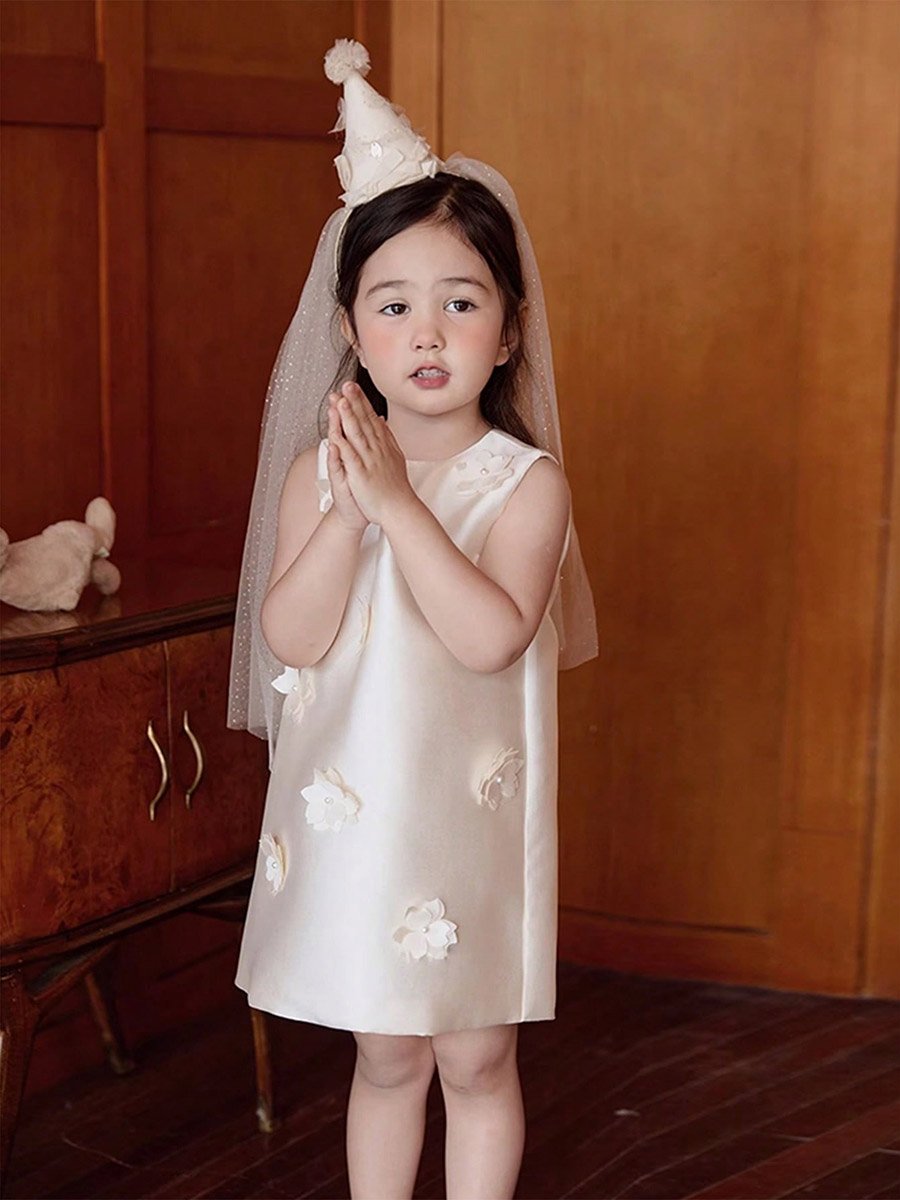 Girls Flower Detail Sleeveless Dress