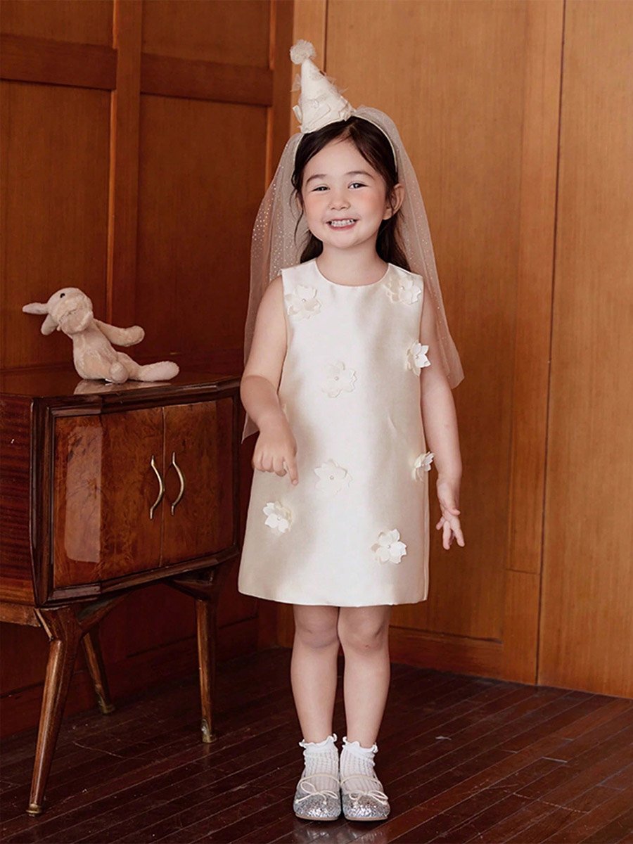 Girls Flower Detail Sleeveless Dress