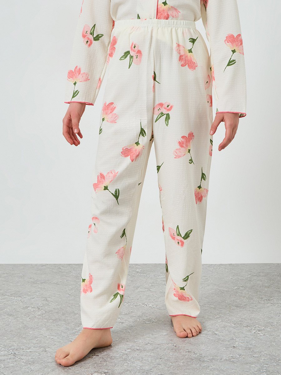 Teen Girls Floral Print Shirt and Pyjama Set