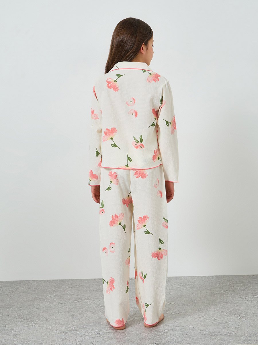Teen Girls Floral Print Shirt and Pyjama Set