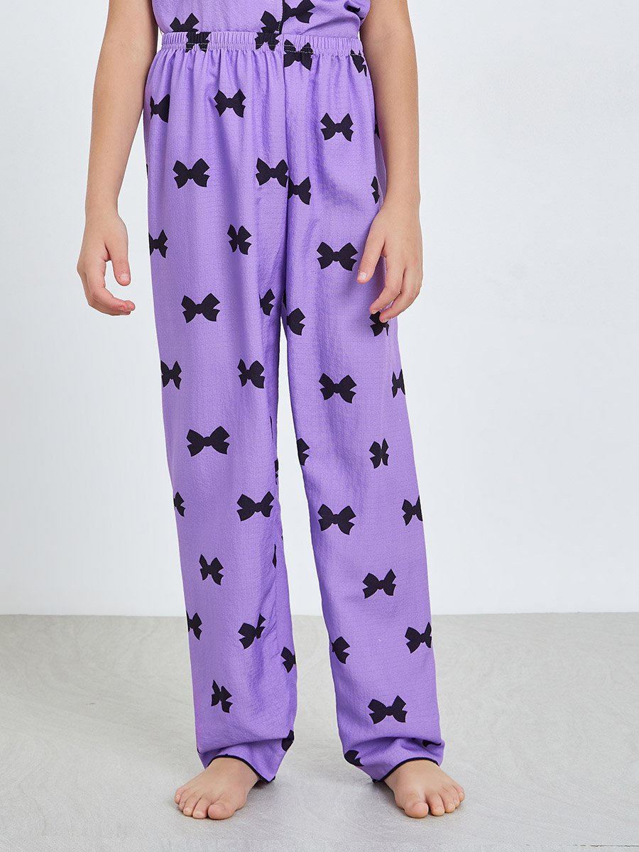 Teen Girls Bow Print Shirt and Pyjama Set
