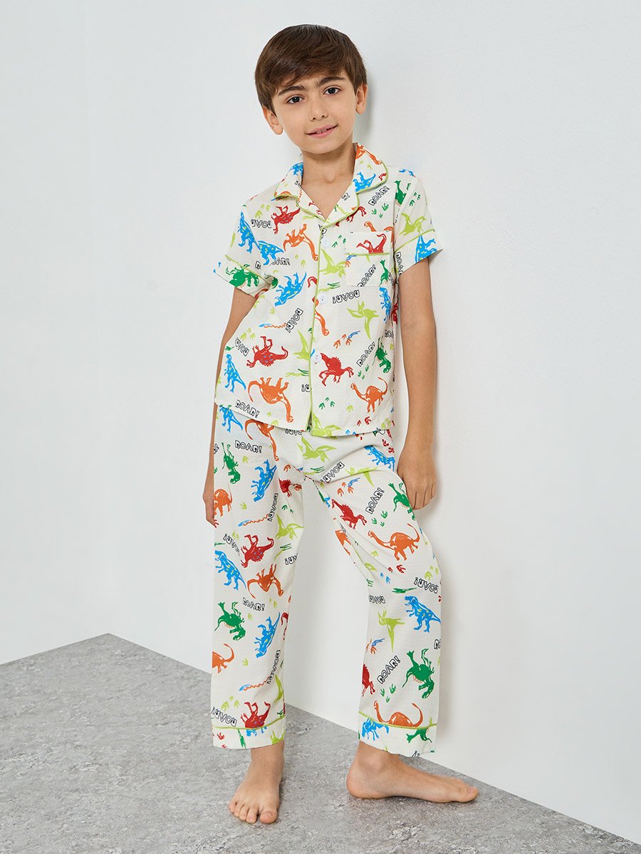 Boys All Over Print Shirt and Pyjama Set
