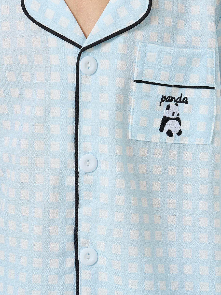 Boys Checked Short Sleeve Shirt and Pyjama Set