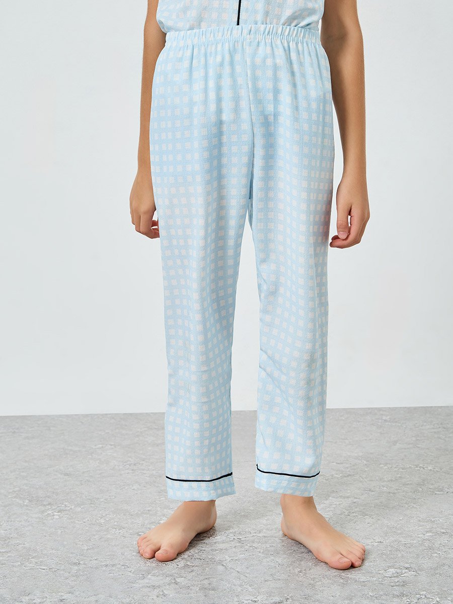 Boys Checked Short Sleeve Shirt and Pyjama Set