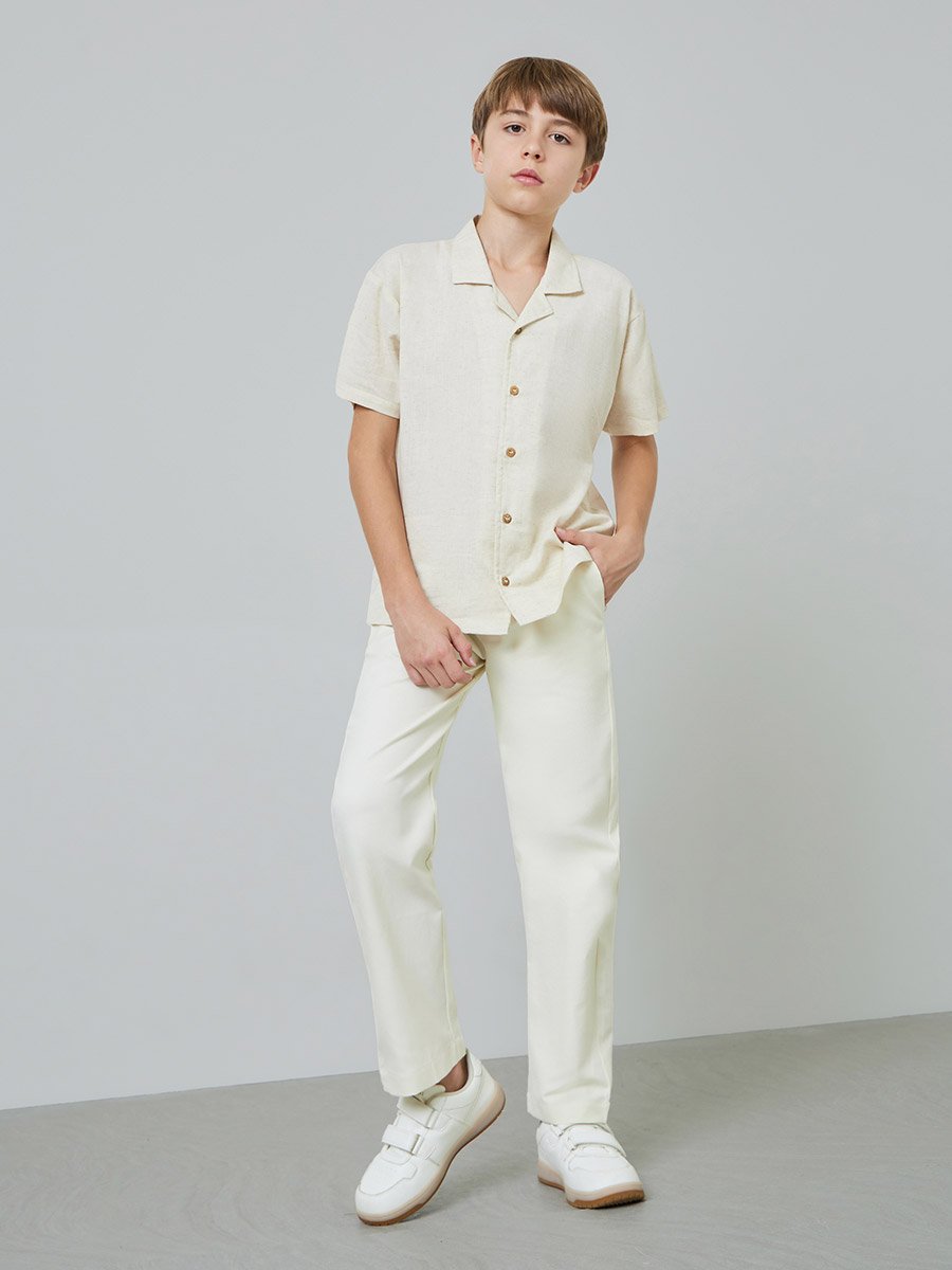 Kids Off-White Regular Pants with Drawstring