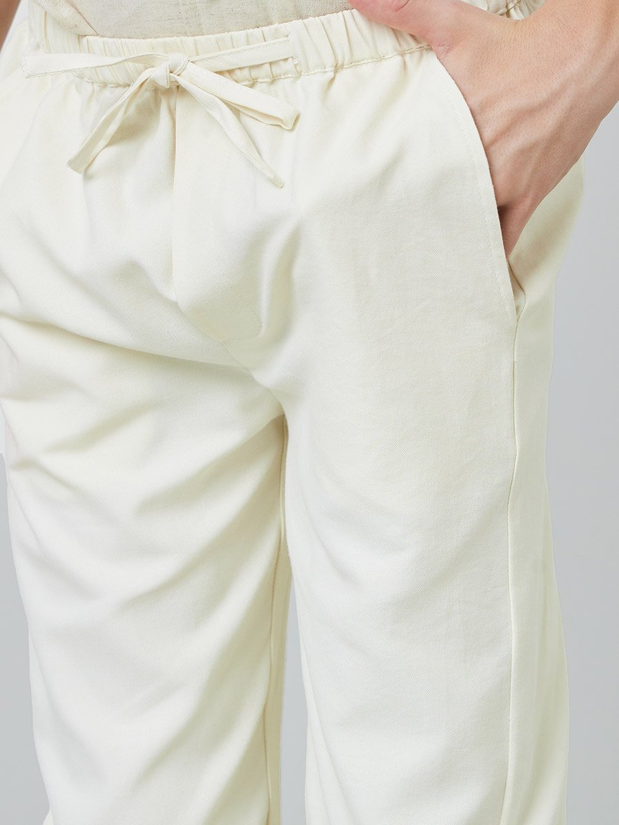 Kids Off-White Regular Pants with Drawstring