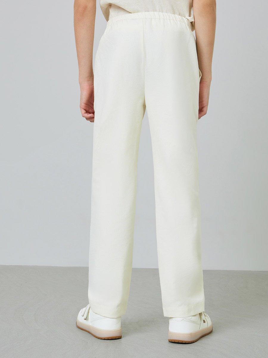 Kids Off-White Regular Pants with Drawstring