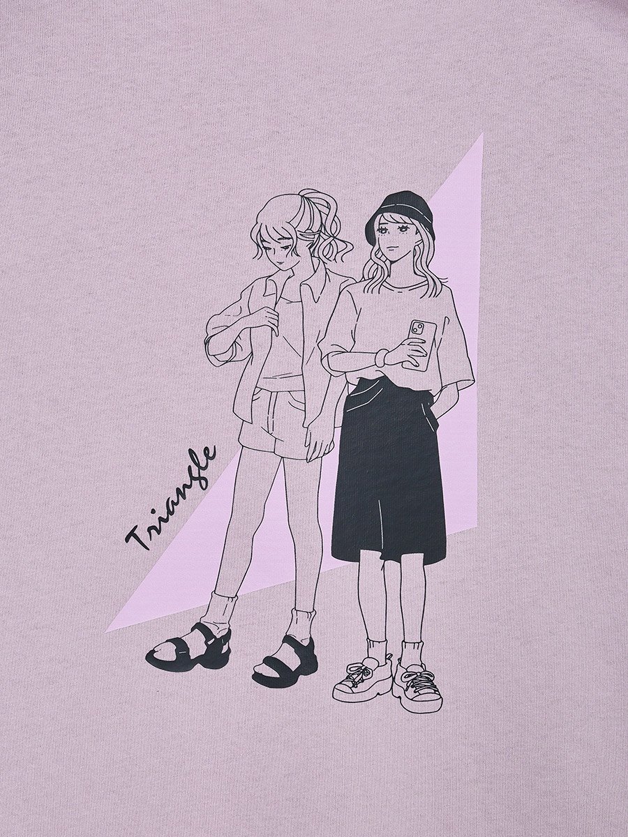 Girls Lilac Cotton Graphic Print Oversized T-Shirt