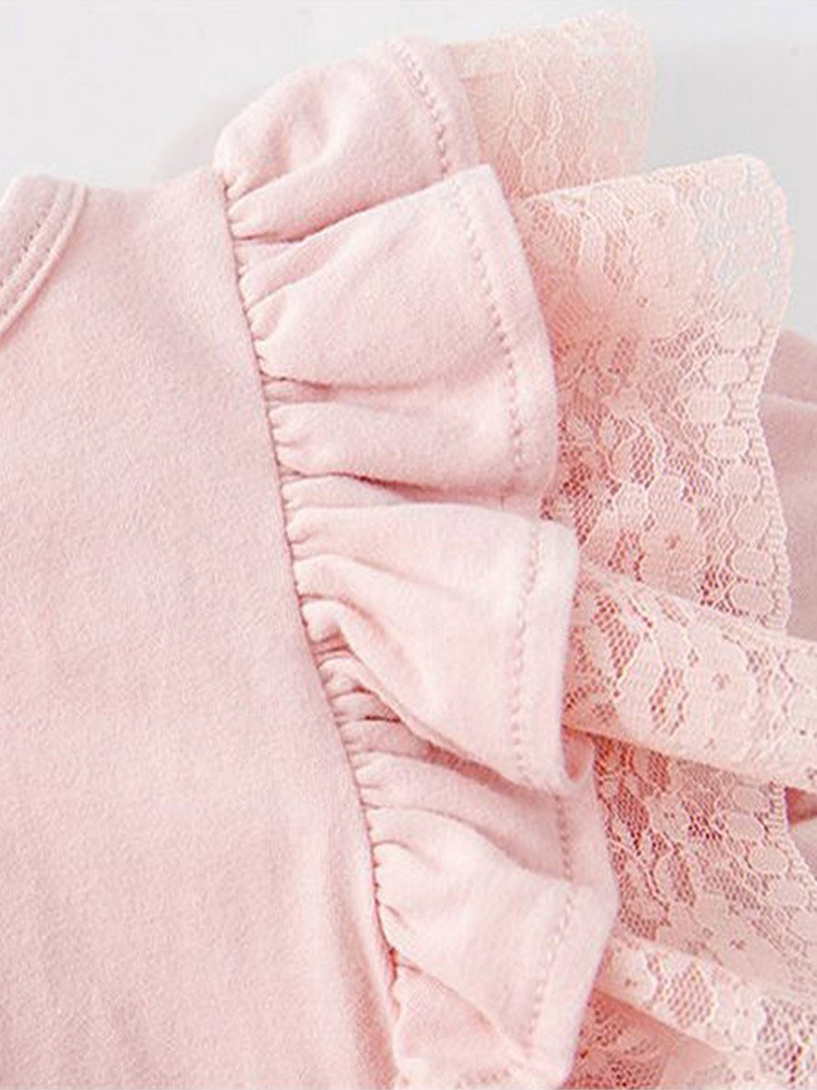 Pink Lace Puff Sleeve Top