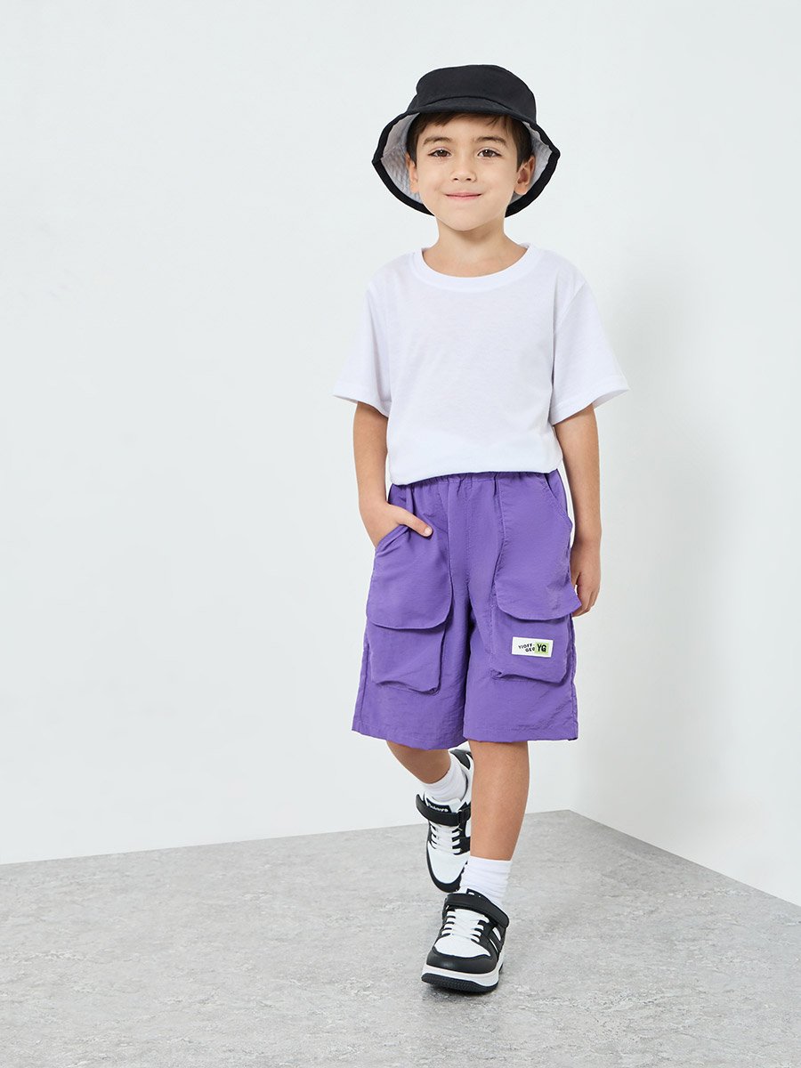 Boys Purple Elasticated Waistband Shorts