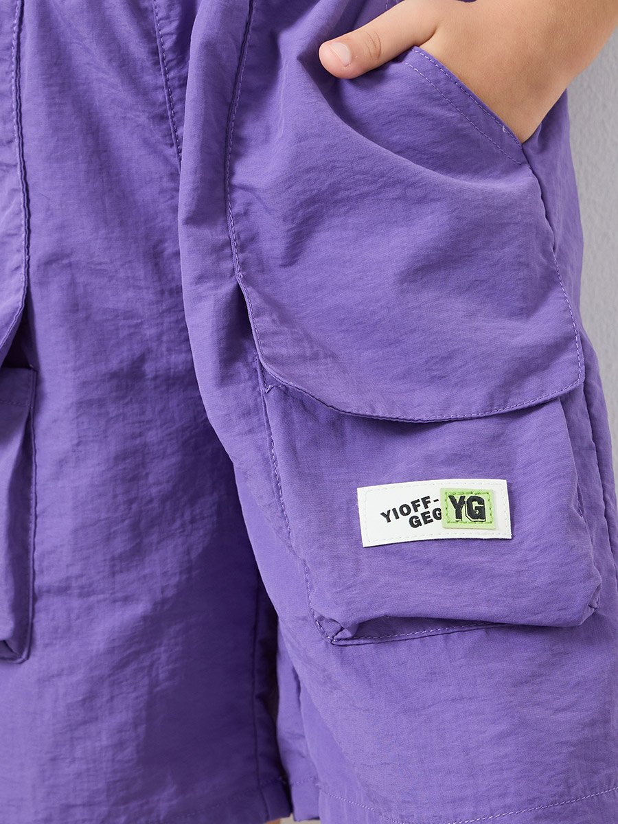 Boys Purple Elasticated Waistband Shorts