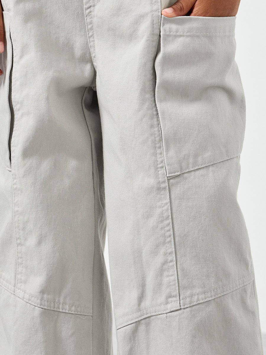 Boys Solid Elasticated Waistband Cargo Pants