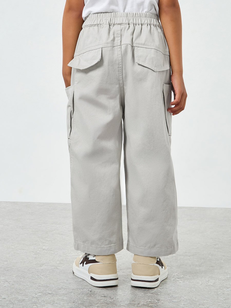 Boys Solid Elasticated Waistband Cargo Pants