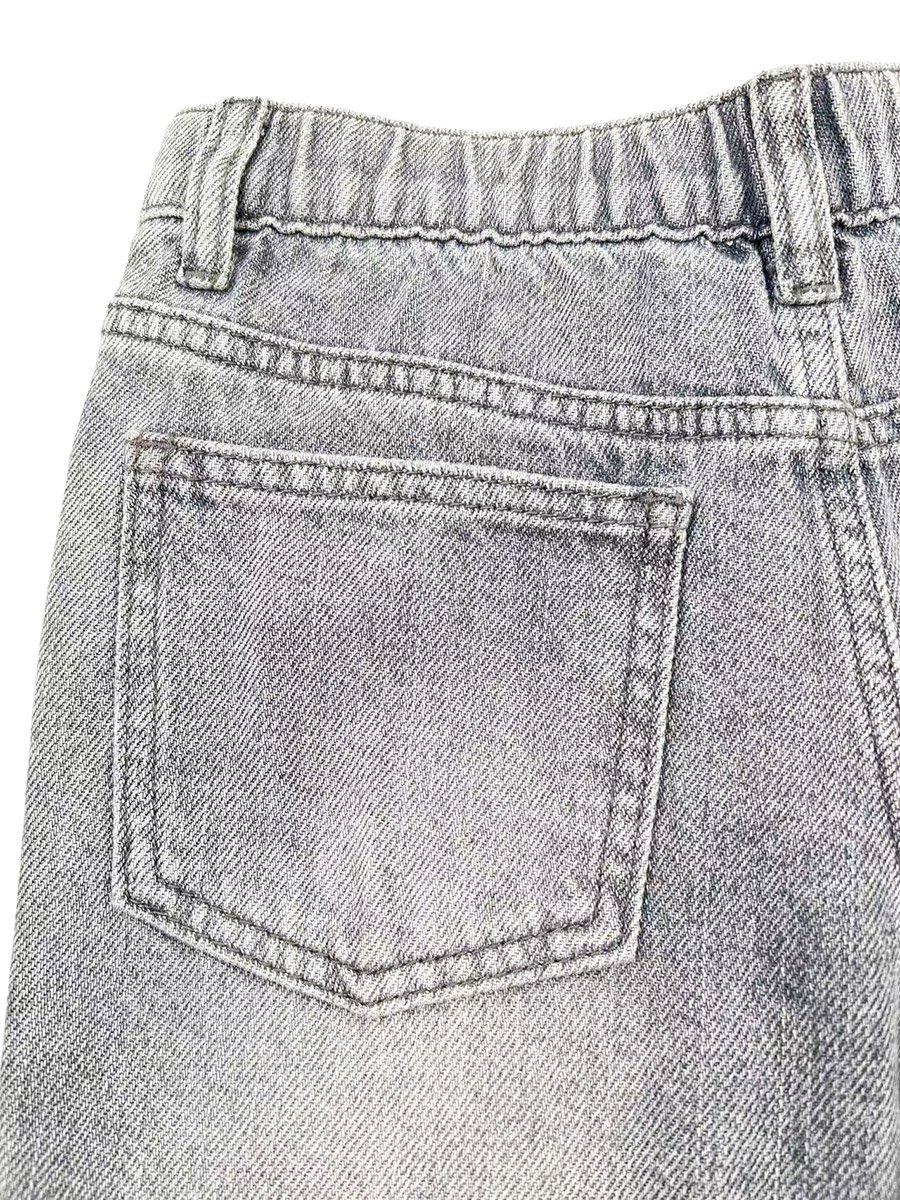Kids Blue Straight Leg Jeans with Elastic Waist - Unisex