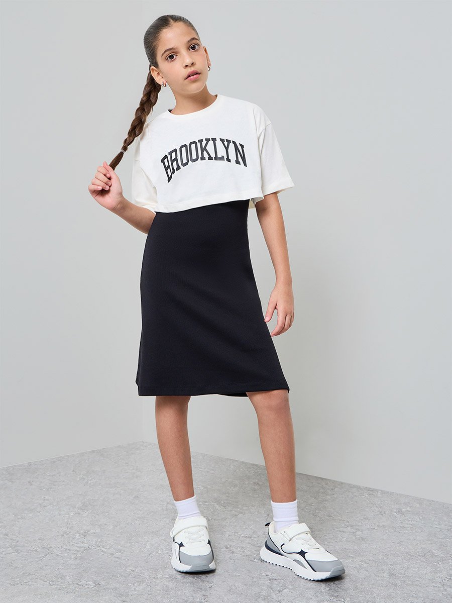 Teen Girls Ribbed Dress and Jersey T-Shirt Set
