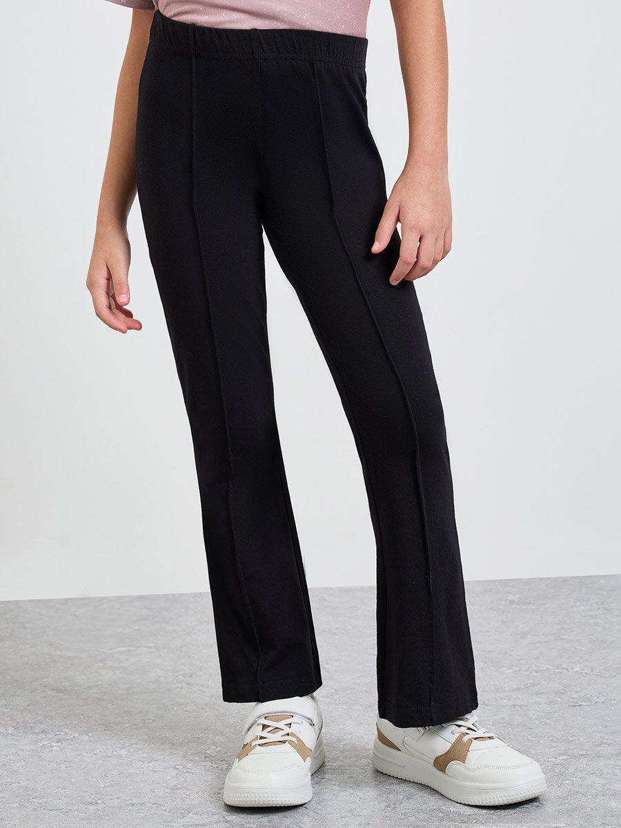 Teen Girls Front Pintuck Detail Flared Leggings