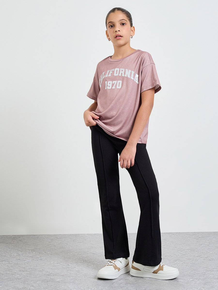 Teen Girls Front Pintuck Detail Flared Leggings