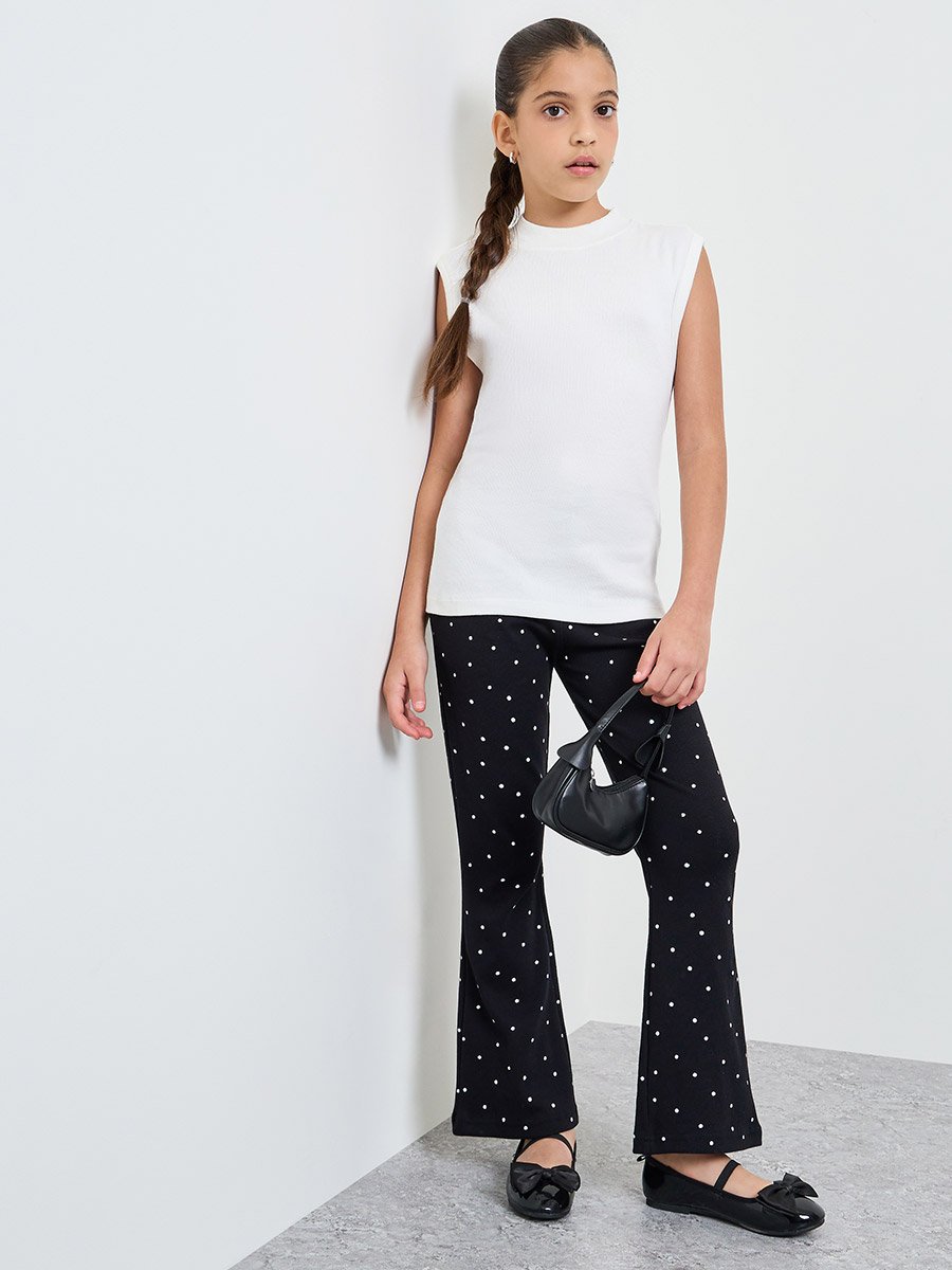 Teen Girls Dot Print Flared Leggings