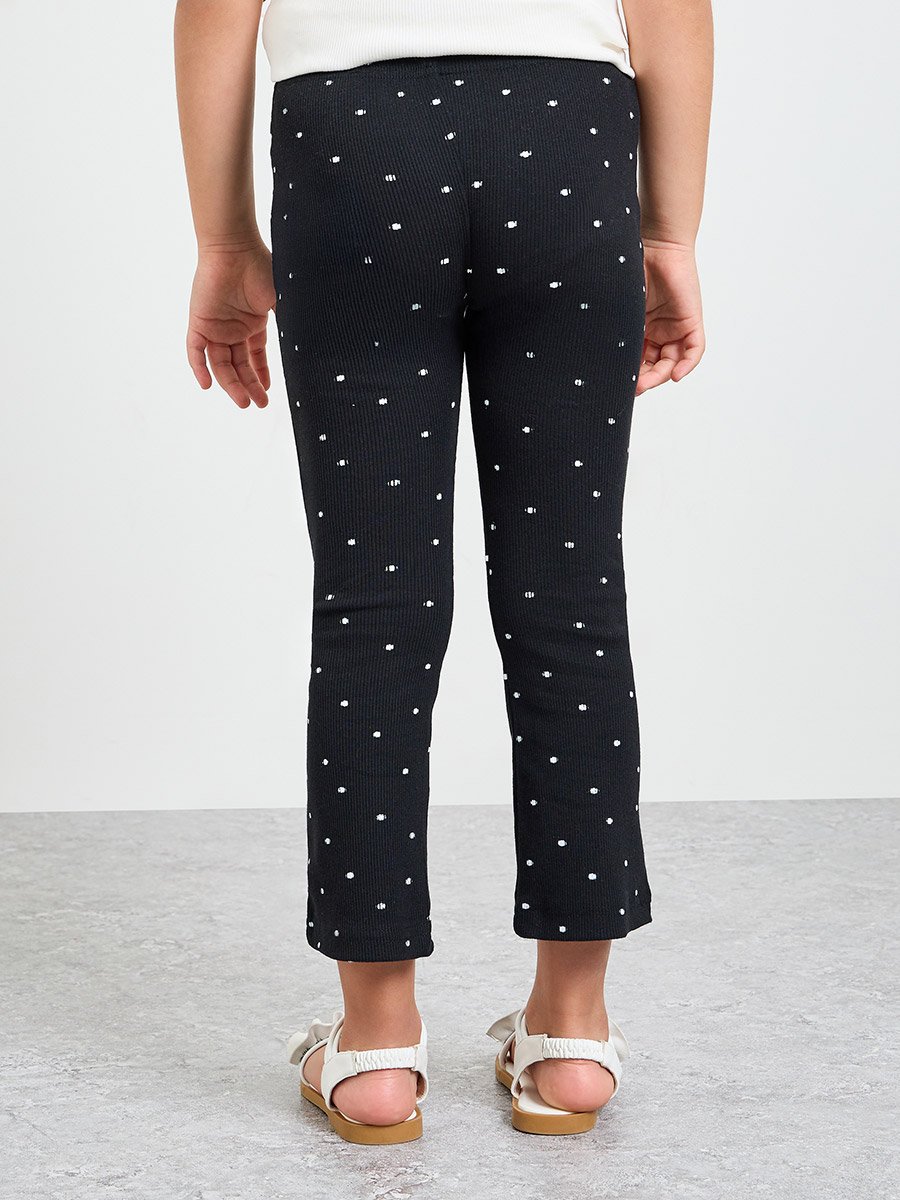 Girls Dot Print Ribbed Leggings