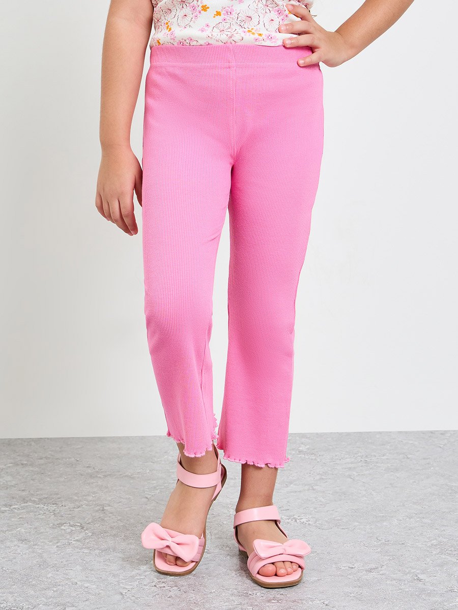 Girls Ribbed Flared Leggings