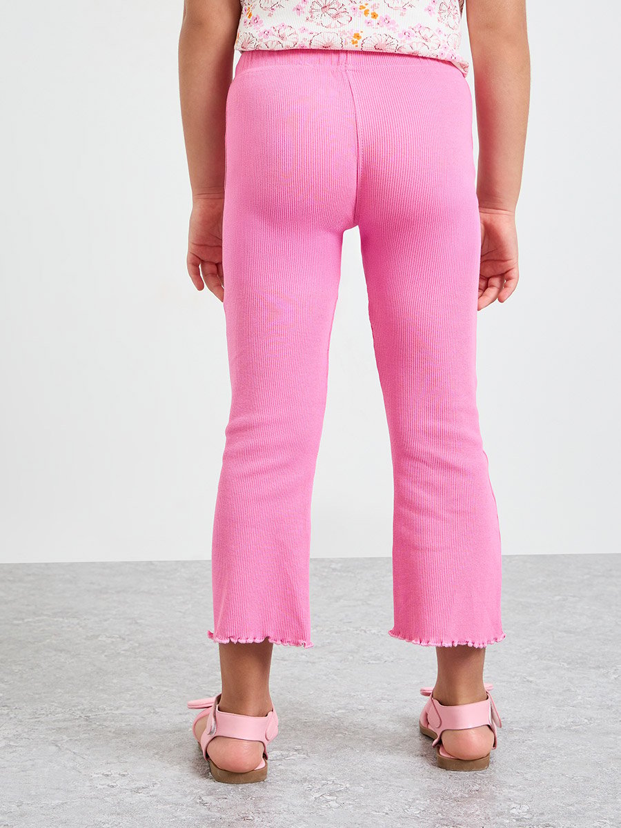Girls Ribbed Flared Leggings