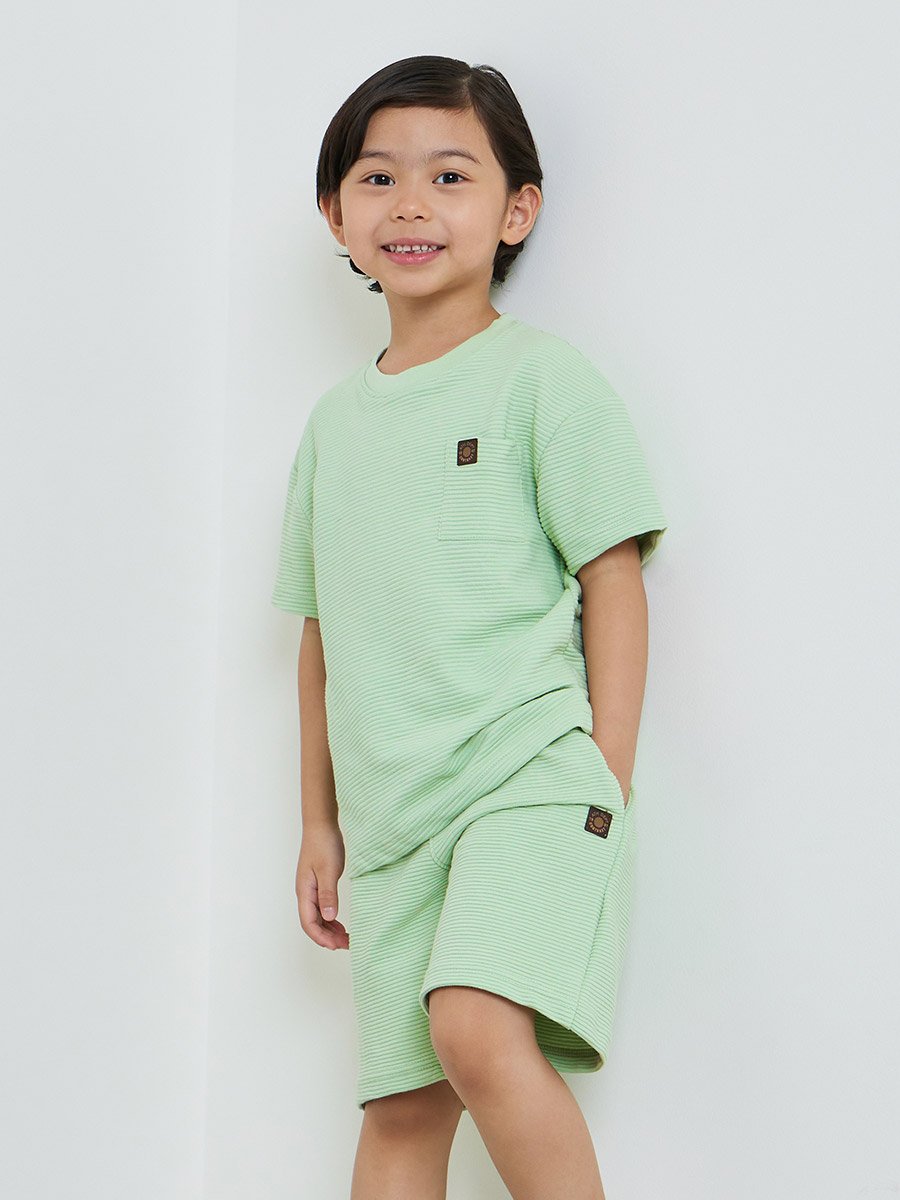 Boys Textured Oversized T-Shirt and Shorts Set
