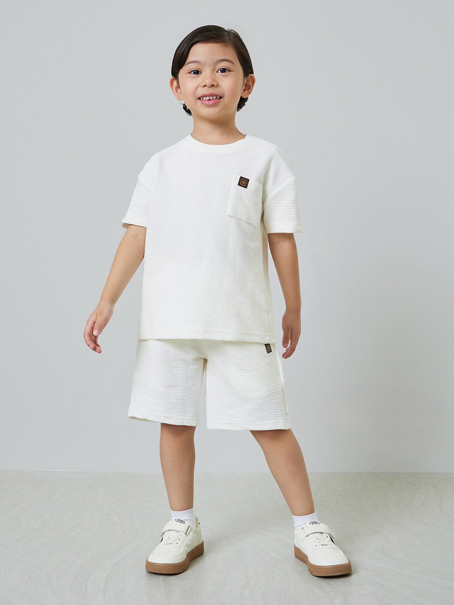 Boys Textured Oversized T-Shirt and Shorts Set