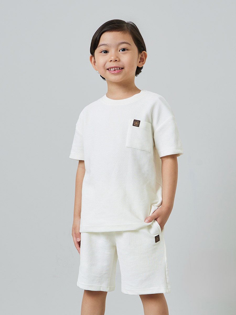 Boys Textured Oversized T-Shirt and Shorts Set