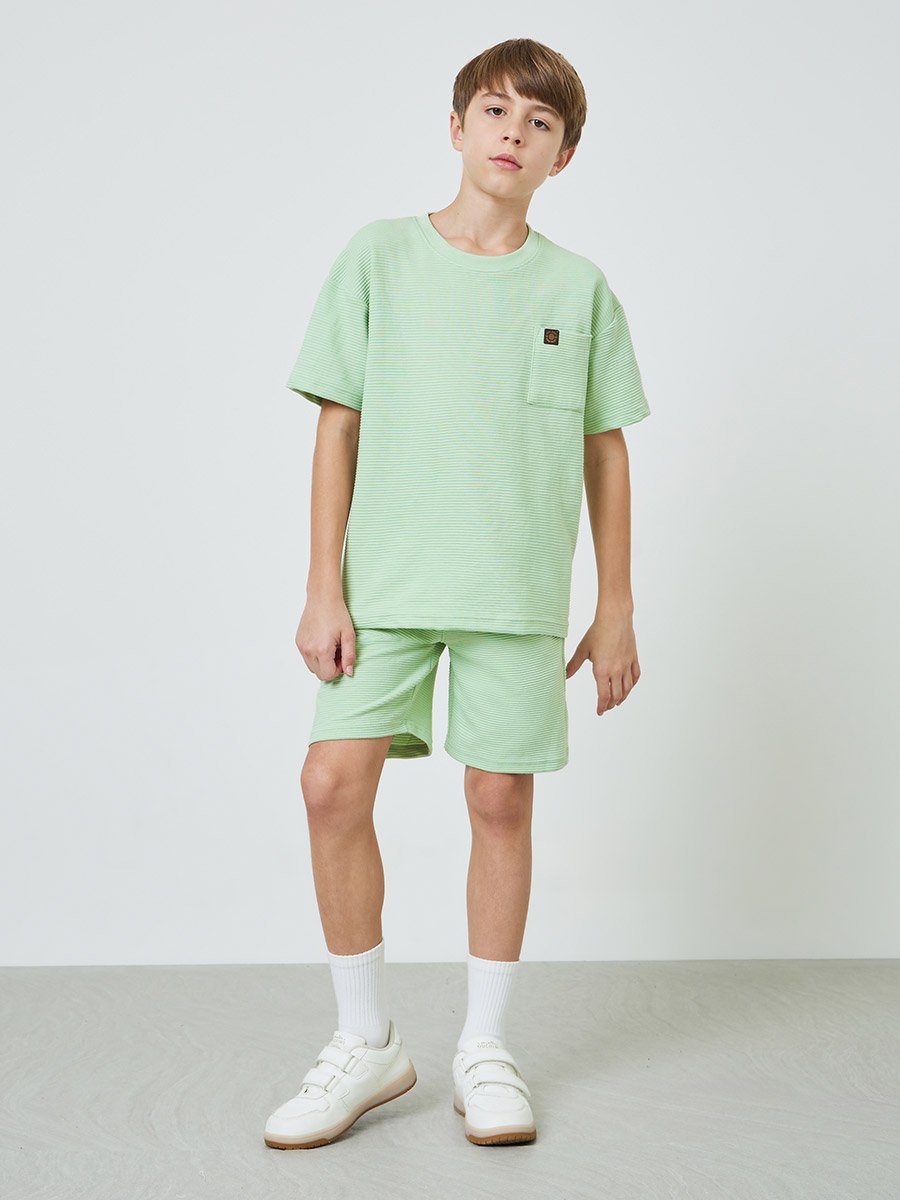 Teen Boys Textured Oversized T-Shirt and Shorts Set
