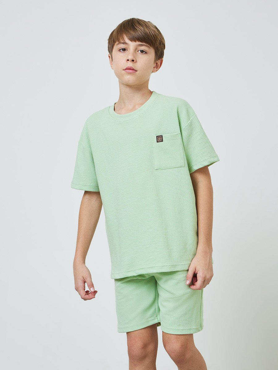 Teen Boys Textured Oversized T-Shirt and Shorts Set