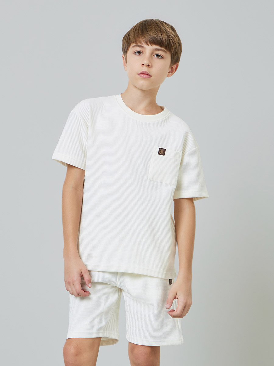 Teen Boys Textured Oversized T-Shirt and Shorts Set