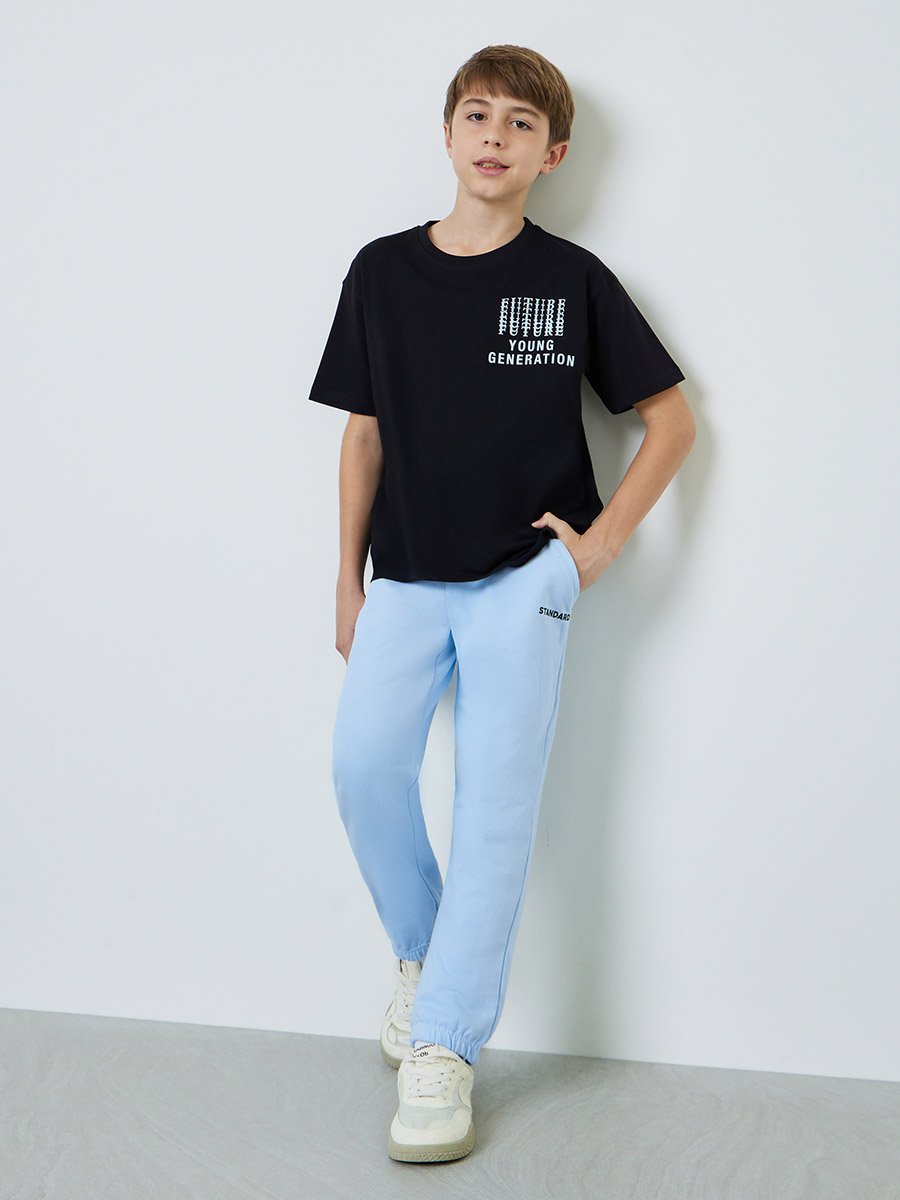 Teen Boys Text Print Cuffed Joggers