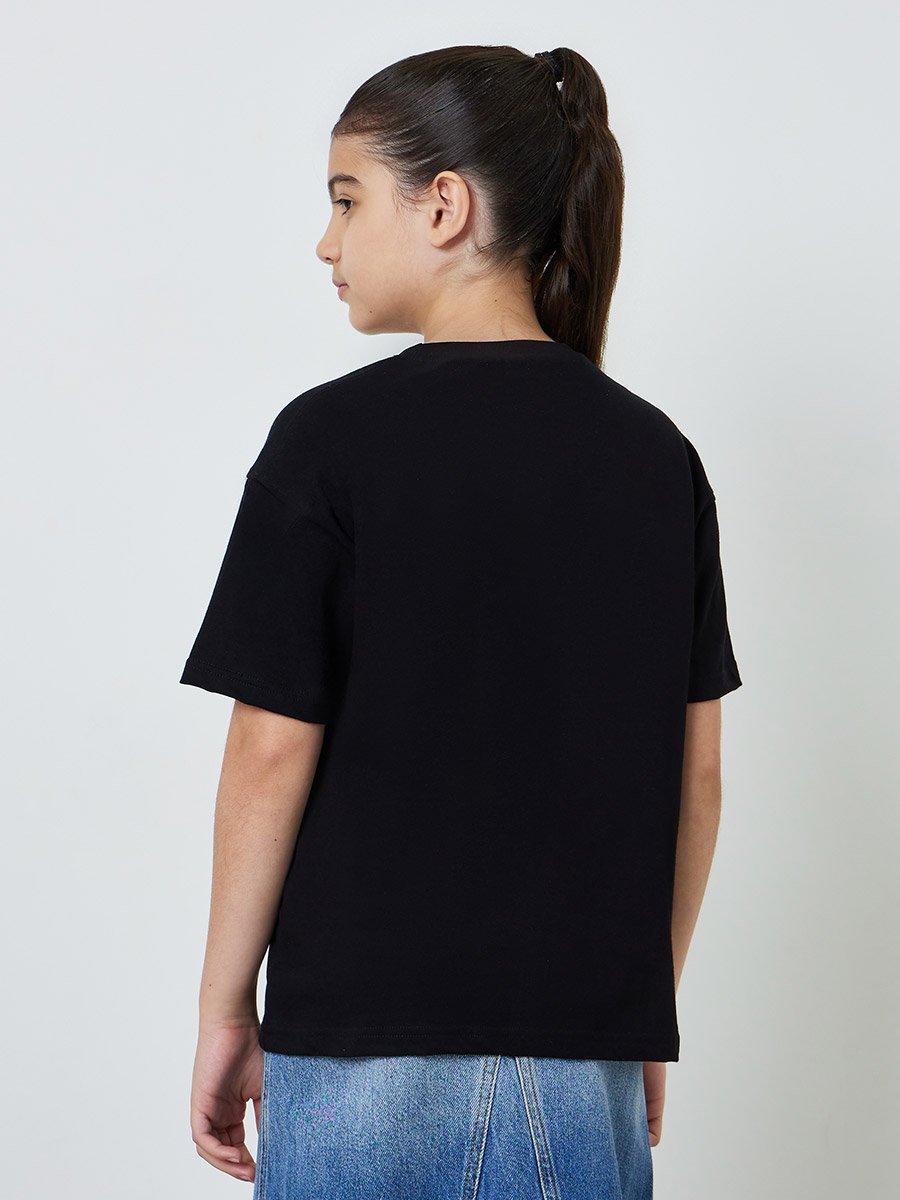 Teen Girls Black Powerpuff Girls Oversized T-Shirt