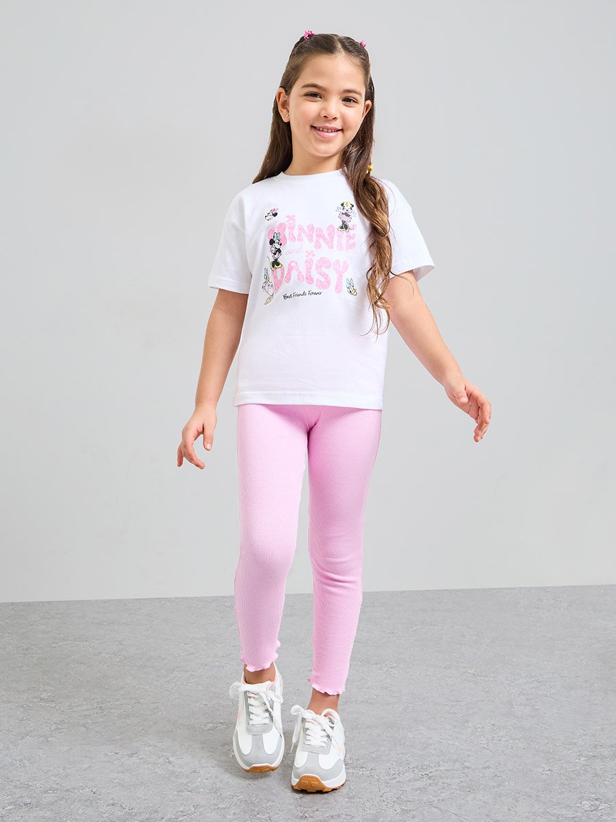 Girls White Minnie and Daisy Graphic Cotton T-Shirt