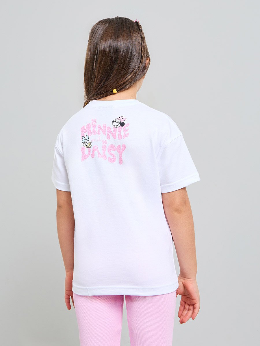 Girls White Minnie and Daisy Graphic Cotton T-Shirt