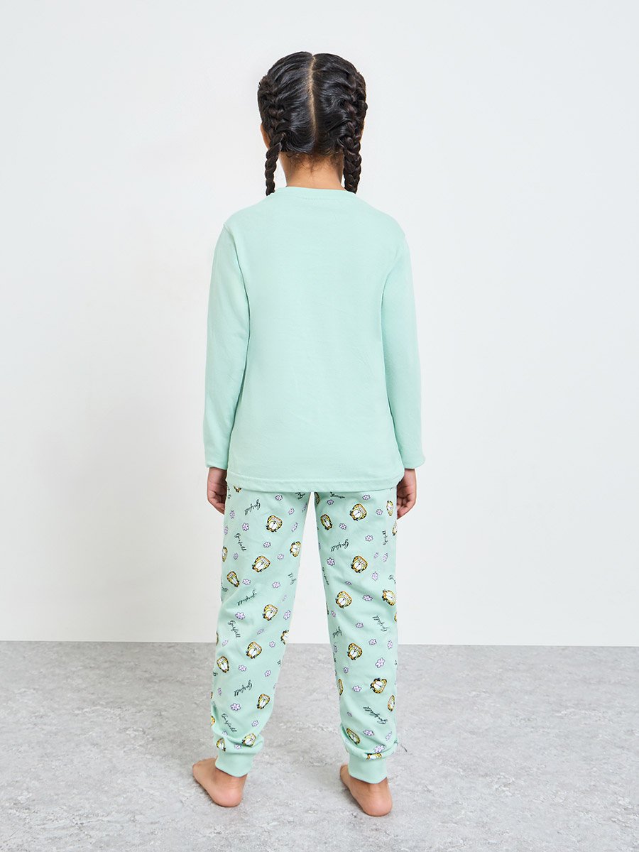 Girls Garfield Cotton Long Sleeve T-Shirt and Pyjama Set