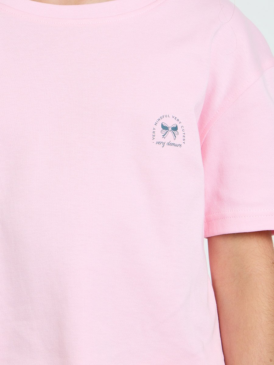 Girls Light Pink Crop Top with Straight Leg Joggers Set