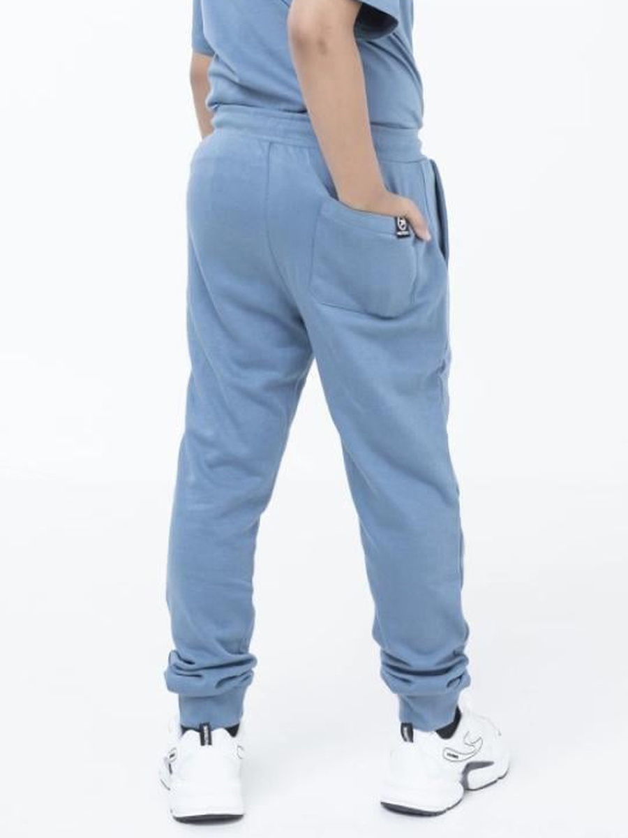 Teen Boys Blue Cotton Printed Joggers