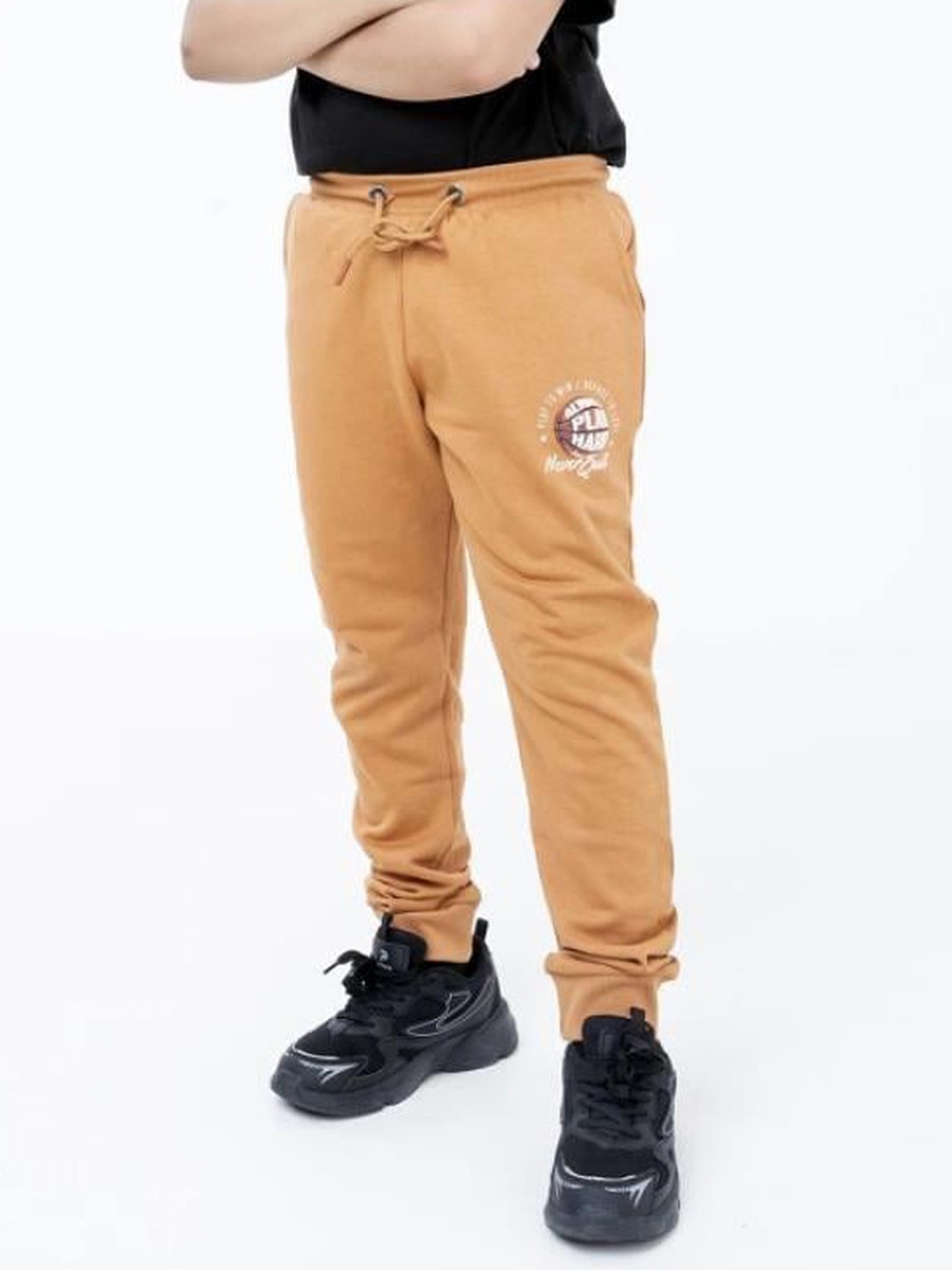 Teen Boys Beige Cotton Joggers