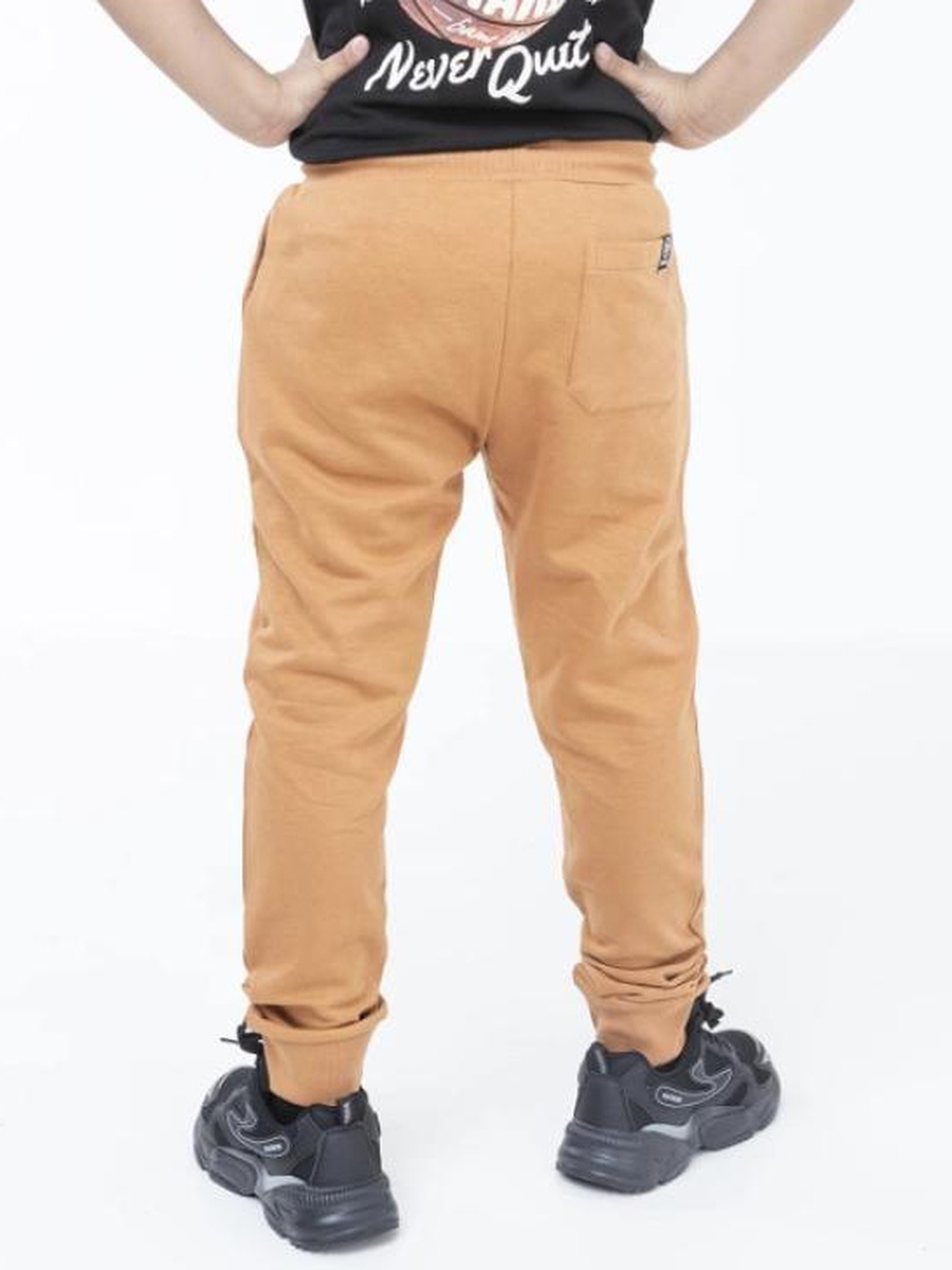 Teen Boys Beige Cotton Joggers