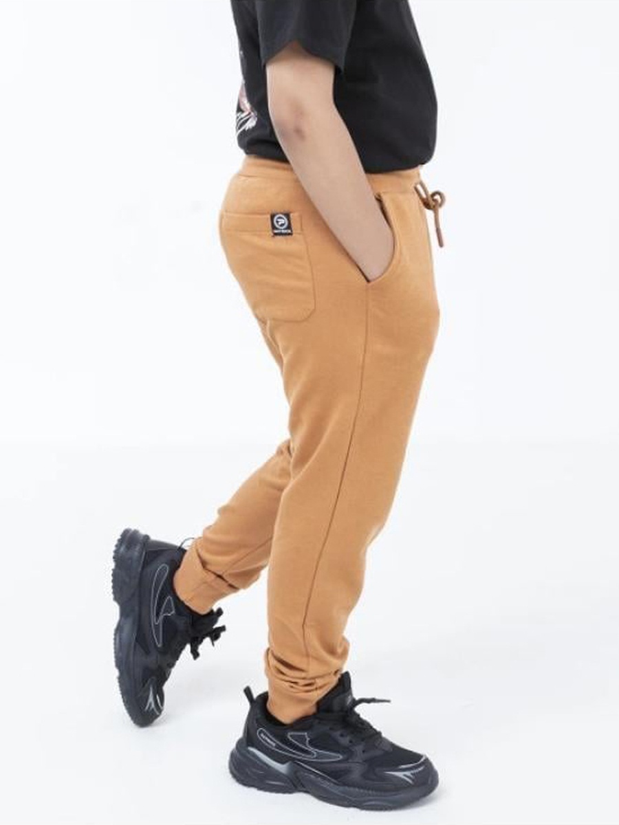 Teen Boys Beige Cotton Joggers
