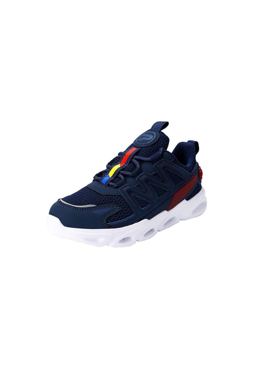 Navy Blue Textured Lace Up Shoes