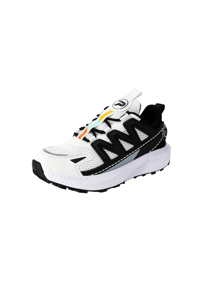 White Textured Lace Up Shoes