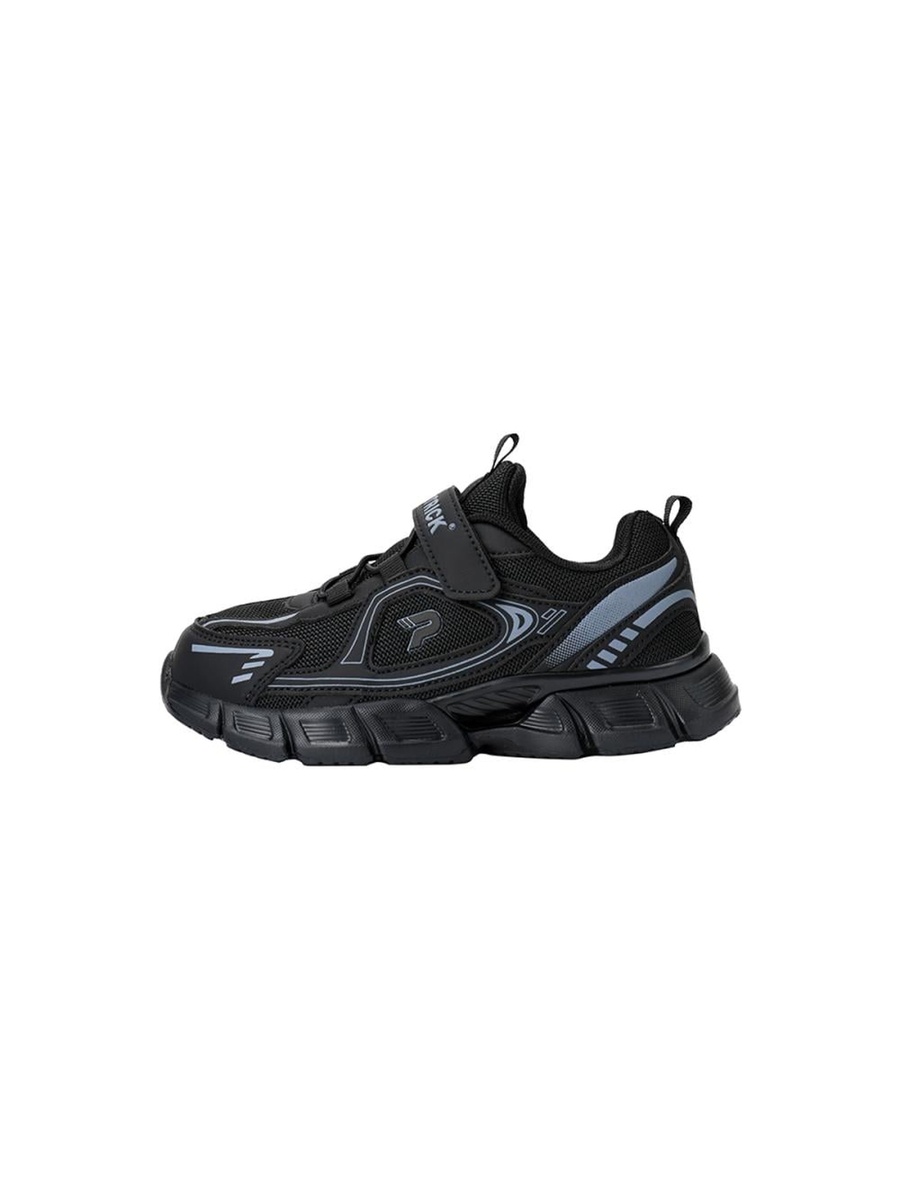 Black Textured Hoop and Loop Shoes